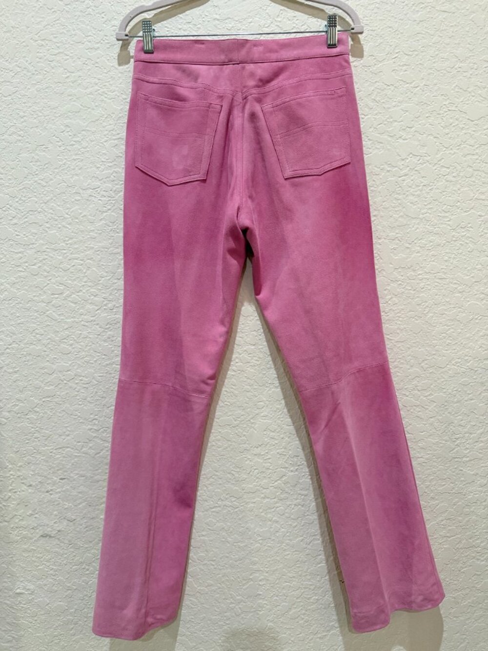 Ralph Lauren Black Label 100% Suede Straight Leg Pants Sz 6 Pink Berry Mid Rise - Picture 6 of 15